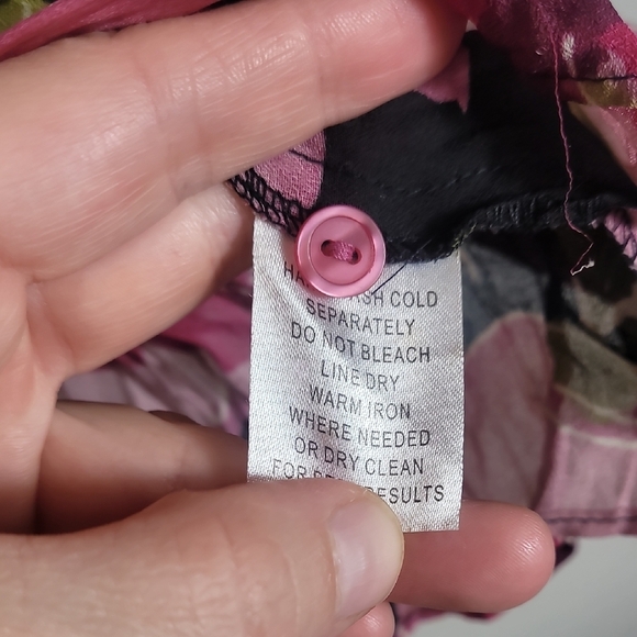 Y2K Sunny Leigh Floral Sheer Button Up Top Size L Fairy Romantic Girly Pink - Picture 10 of 16